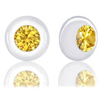 ORROUS & CO Women's 18k White Gold Plated Bezel Cubic Zirconia Solitaire Stud Earrings (5.00 carats) - Citrine