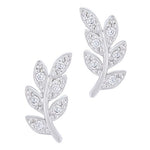 ORROUS & CO Women's 18K White Gold Plated Beautiful Leaf Stud Earrings