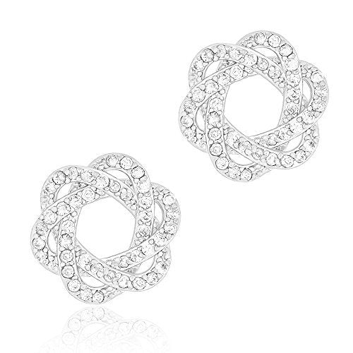 ORROUS & CO Women's 18K White Gold Plated Cubic Zirconia Emerald Cut Halo Stud Earrings (1.65 carats)