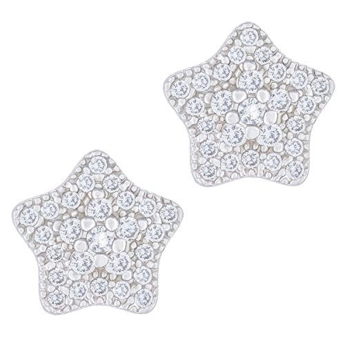 ORROUS & CO Women's 18K White Gold Plated Cubic Zirconia Star Stud Earrings