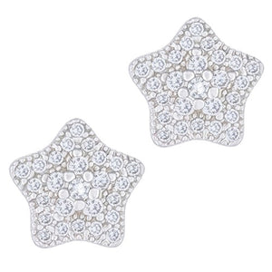 ORROUS & CO Women's 18K White Gold Plated Cubic Zirconia Star Stud Earrings