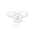 ORROUS & CO Women's 18K White Gold Plated Cushion Halo Cubic Zirconia Engagement Ring (1.90 Carats)