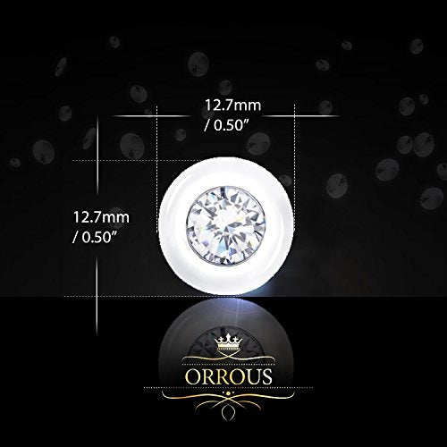 ORROUS & CO Women's 18k White Gold Plated Bezel Cubic Zirconia Solitaire Stud Earrings (5.00 carats)