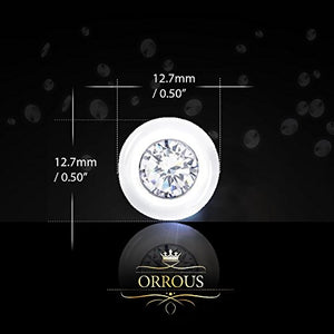 ORROUS & CO Women's 18k White Gold Plated Bezel Cubic Zirconia Solitaire Stud Earrings (5.00 carats)