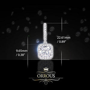 ORROUS & CO Women's 18K Gold Plated Asscher Cut Halo Cubic Zirconia Drop Earrings (2.60 carats)