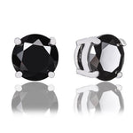 ORROUS & CO Women's 18k White Gold Plated Round Cubic Zirconia Solitaire Stud Earrings (6.80 carats) - Onyx