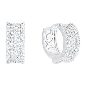 ORROUS & CO Women's 18K White Gold Plated Cubic Zirconia Accent Hoop Earrings