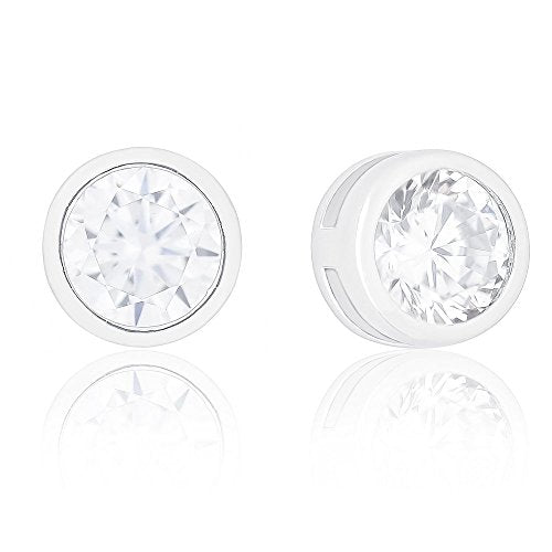 ORROUS & CO Women's 18K White Gold Plated Cubic Zirconia Round Cut Unisex Solitaire Stud Earrings (2.00 carats)