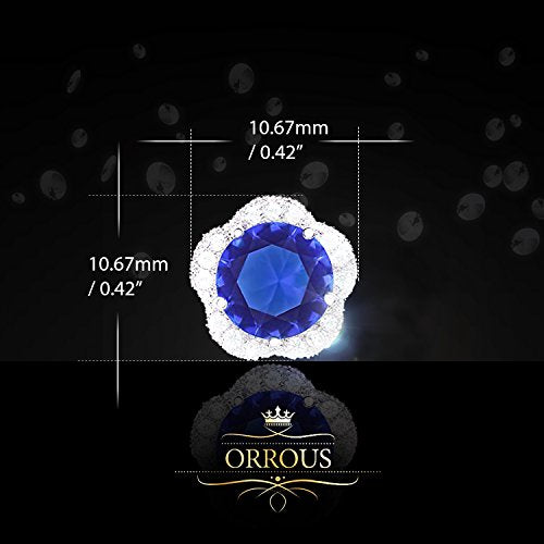 ORROUS & CO Women's 18K White Gold Plated Cubic Zirconia Flower Halo Stud Earrings (2.30 carats) - Sapphire