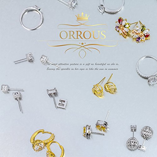 ORROUS & CO Women's 18K White Gold Plated Illusion Solitaire Cubic Zirconia Halo Stud Earrings (2.25 carats) - Citrine