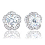 ORROUS & CO Women's 18K White Gold Plated Cubic Zirconia Flower Halo Stud Earrings (2.30 carats)