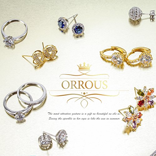 ORROUS & CO Women's 18K White Gold Plated Cubic Zirconia Flower Halo Stud Earrings (2.30 carats) - Sapphire