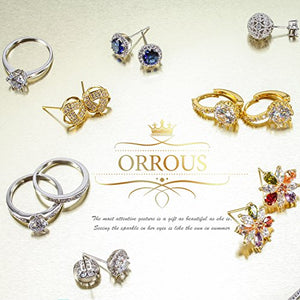 ORROUS & CO Women's 18K White Gold Plated Cubic Zirconia Flower Halo Stud Earrings (2.30 carats)