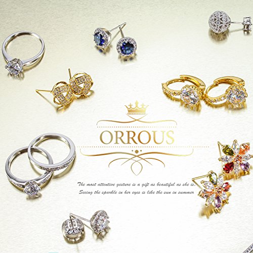 ORROUS & CO Women's 18k Yellow Gold Plated Bezel Cubic Zirconia Solitaire Stud Earrings (5.00 carats) - Lavender